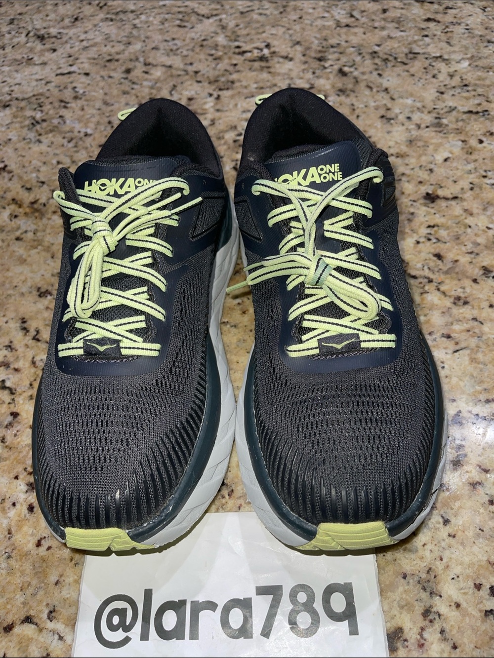 Hoka One One Bondi 7 Men's Black & Lime Running Shoes